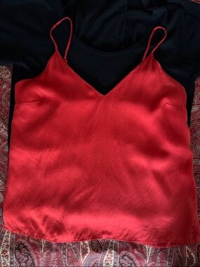 Anine Bing Red Satin V-Neck Cami